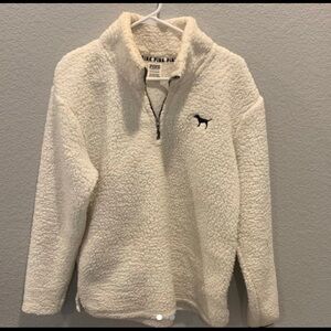 Cream Sherpa Quarter-Zip Pullover